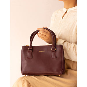 Saturdaze Wine Double Zip Satchel Bag - Broke Mate