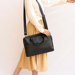 14.5 Inch Black Leather Laptop Bag - Broke Mate