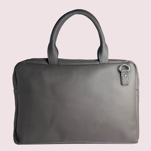 14.5 Inch Grey Leather Laptop Bag - Broke Mate