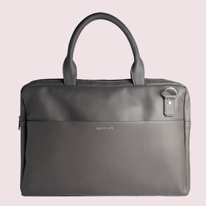 14.5 Inch Grey Leather Laptop Bag - Broke Mate