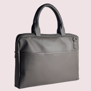 14.5 Inch Grey Leather Laptop Bag - Broke Mate