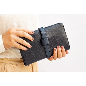 Everyday Navy Faux Croc Clutch Wallet - Broke Mate