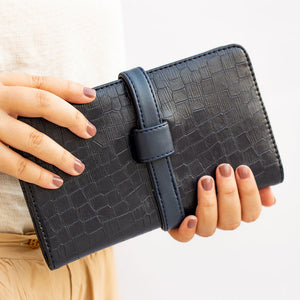 Everyday Navy Faux Croc Clutch Wallet - Broke Mate