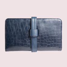 Load image into Gallery viewer, Everyday Navy Faux Croc Clutch Wallet - Broke Mate